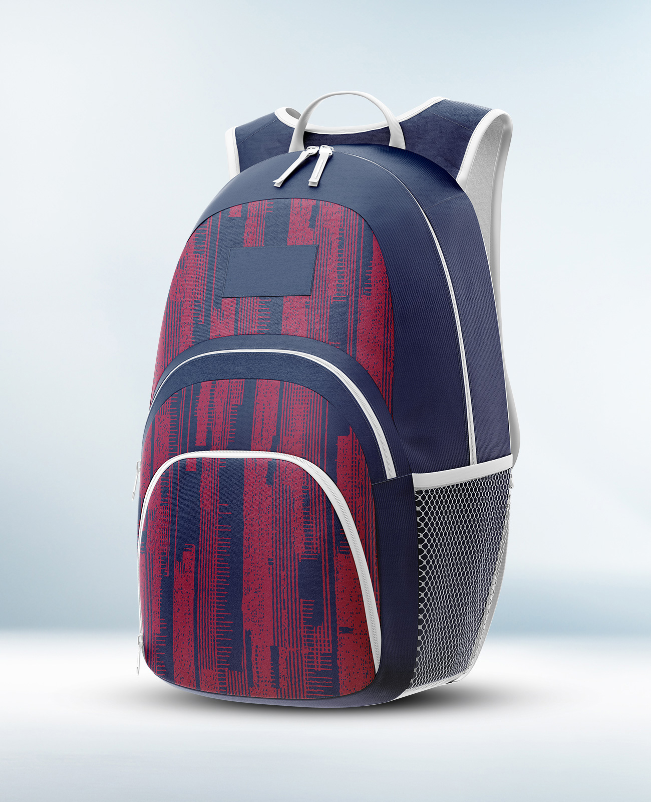 Custom Navy Blue and Red Backpack