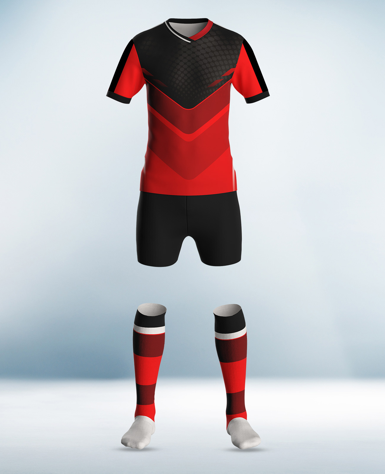 Cusotm Red and Black Soccor Uniform