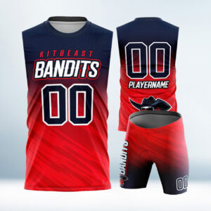 Cusotm Red and Navy Blue 7v7 Uniform