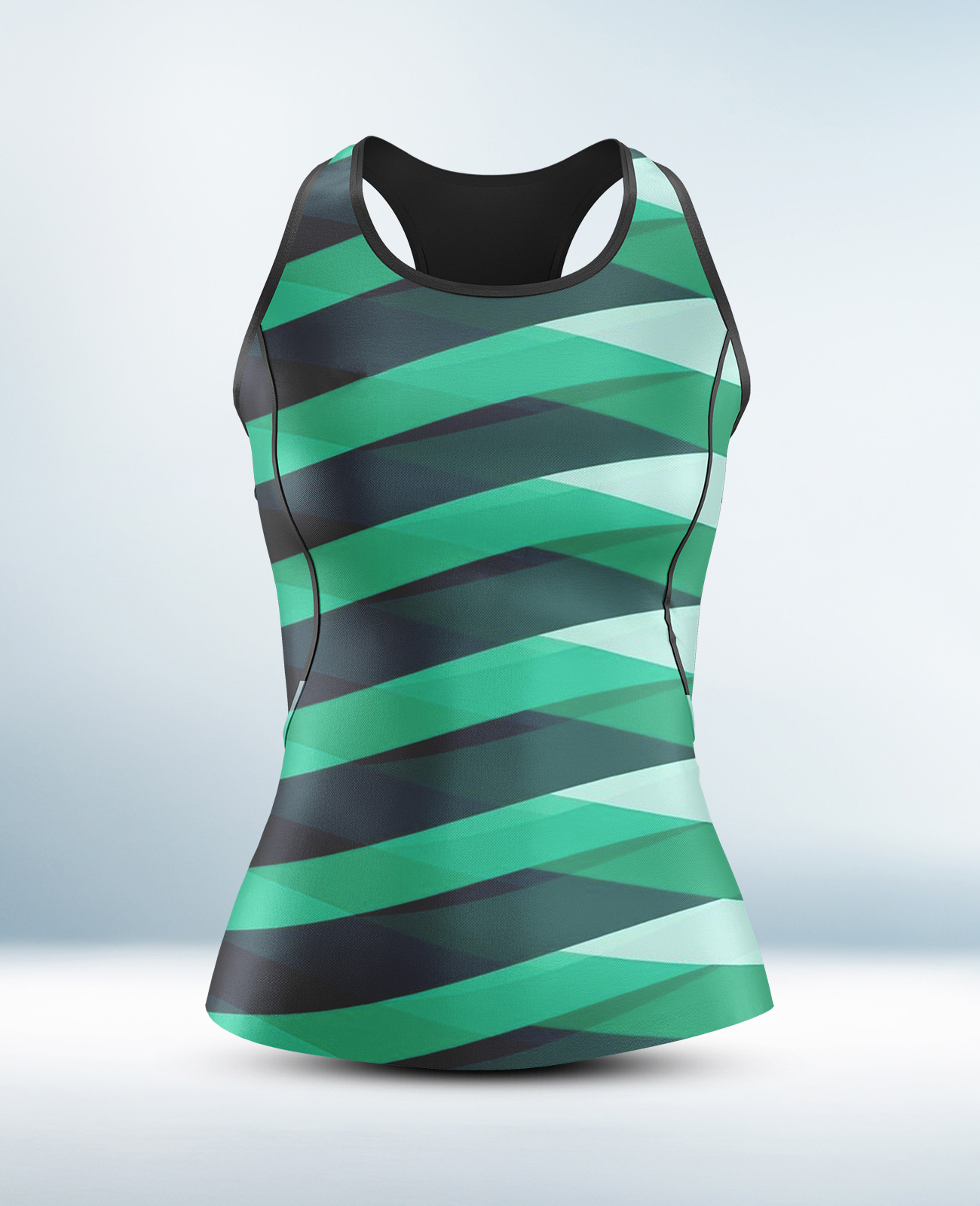 Cusotm Ocean Green and Black Tanktop