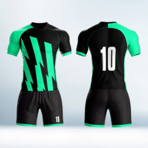 Custom Ocean Green and Black Football Uniform