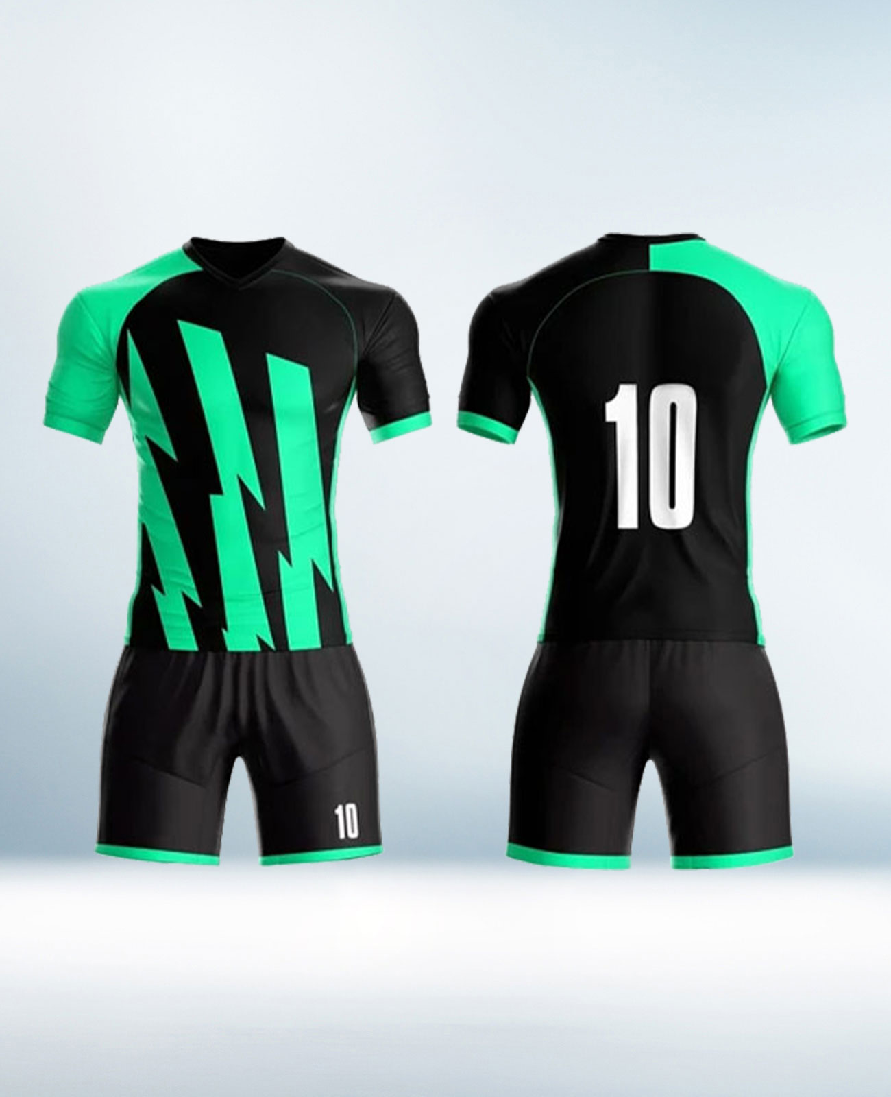 Custom Ocean Green and Black Football Uniform