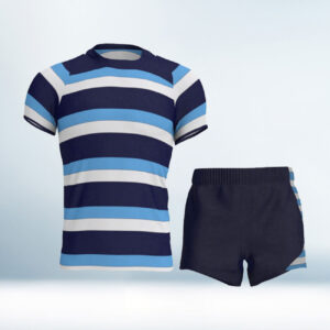 Custom Sjye Blue, Navy Blue and White Football Jersey
