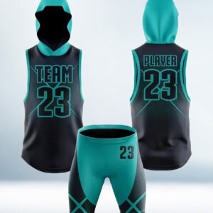 Cusotm Ocean Green and Black 7v7 Uniform