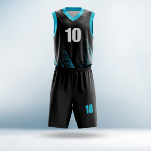 Custom Sky Blue and Black Basketball Uniform