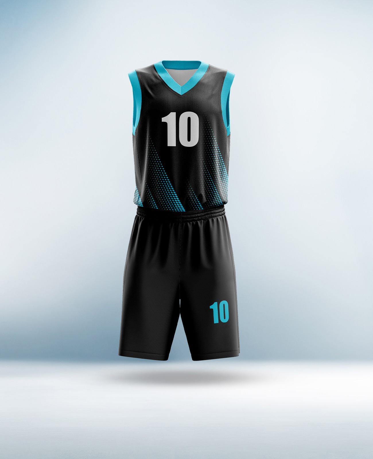 Custom Sky Blue and Black Basketball Uniform