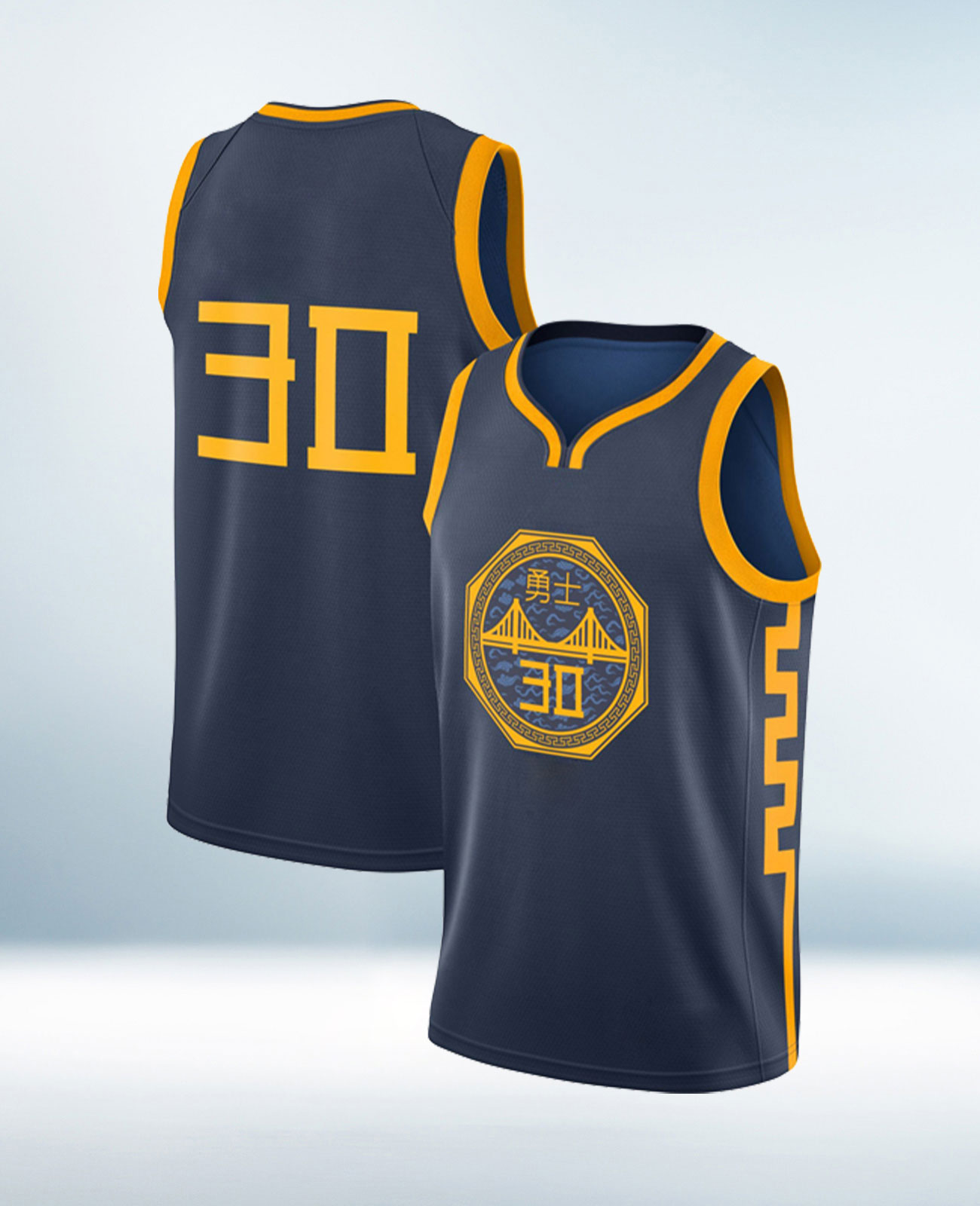 Custom Navy Blue and Yellow Basketball Jersey