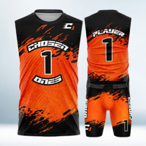 Cusotm Orange and Black 7v7 Uniform