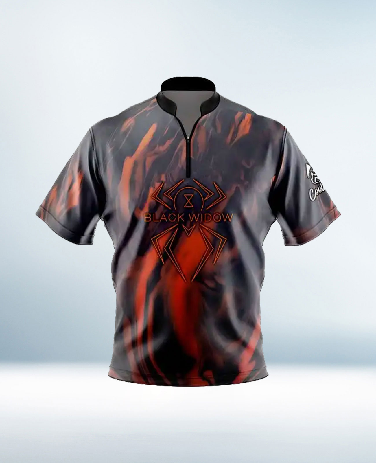 Custom Black with Redish Orange Bowling Jersey