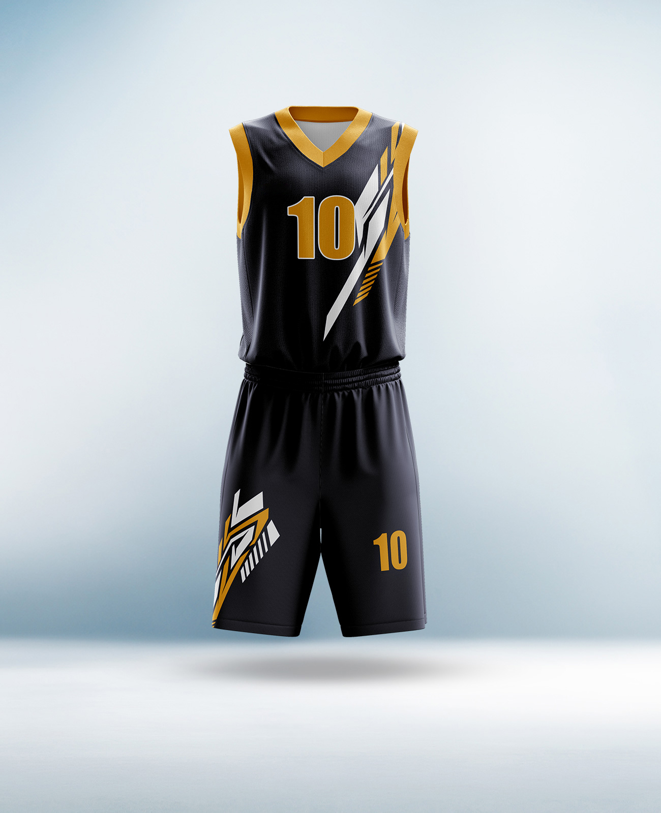 Custom Yellow and Black Basketball Uniform
