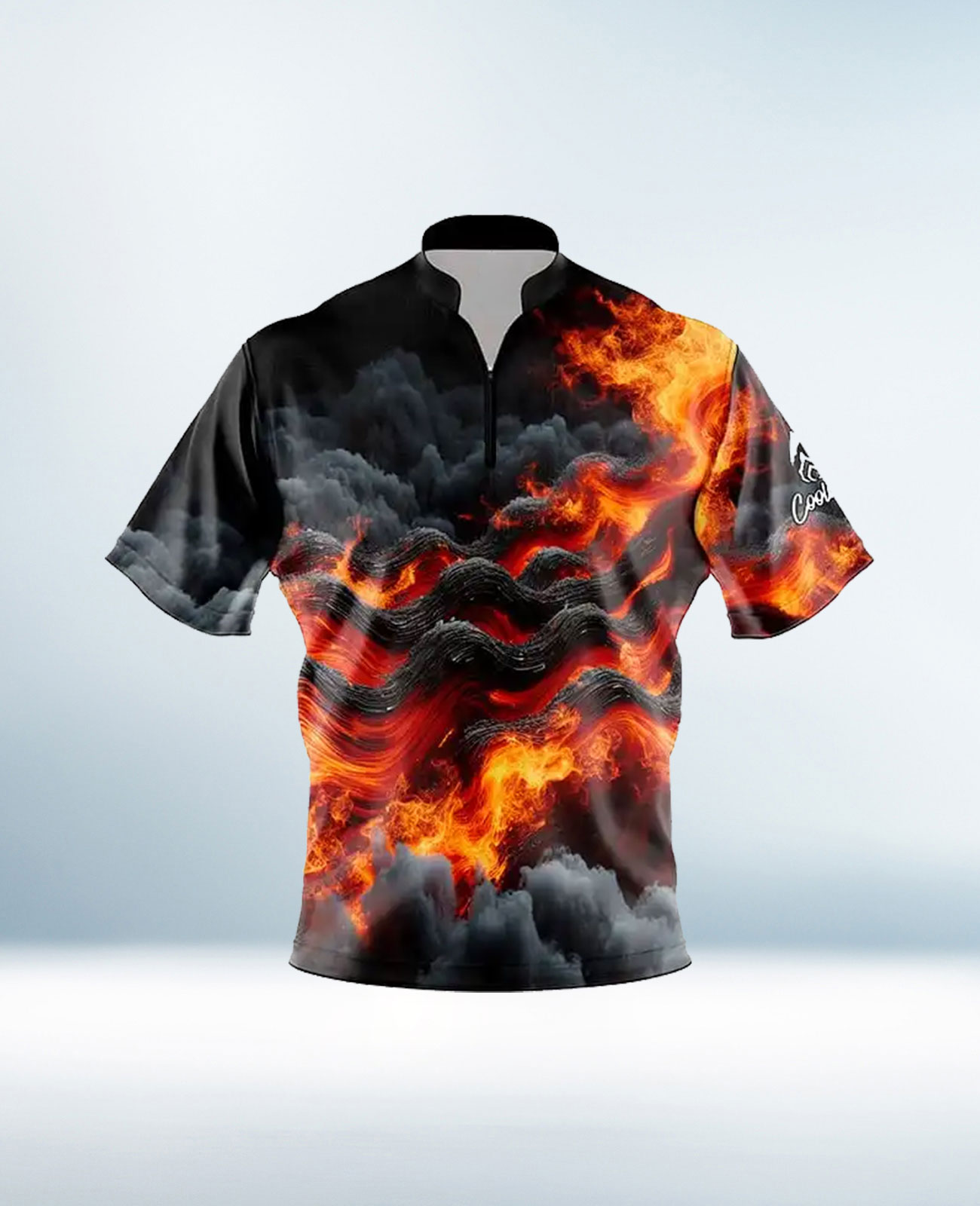 Custom Black with Fire Design Bowling Jersey