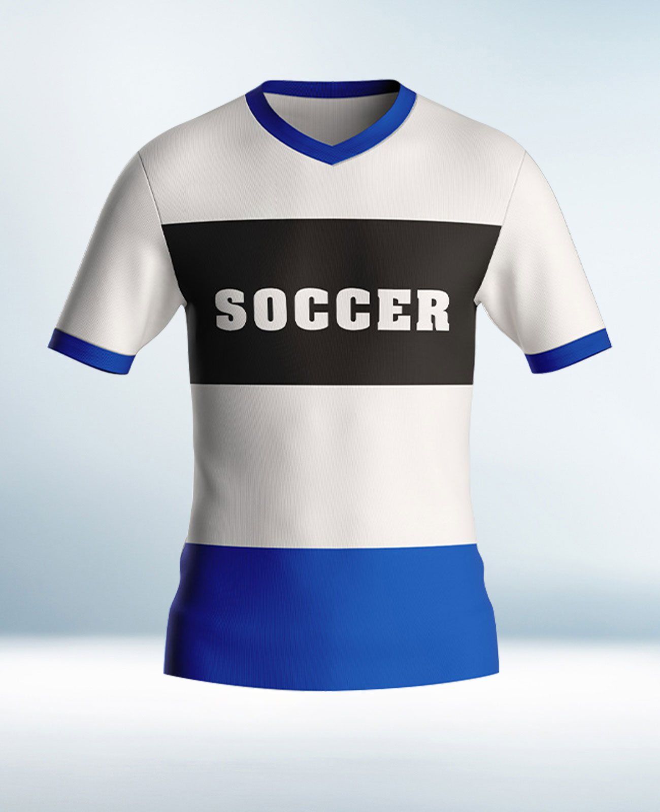 Cusotm Blue and White Soccer Jersey