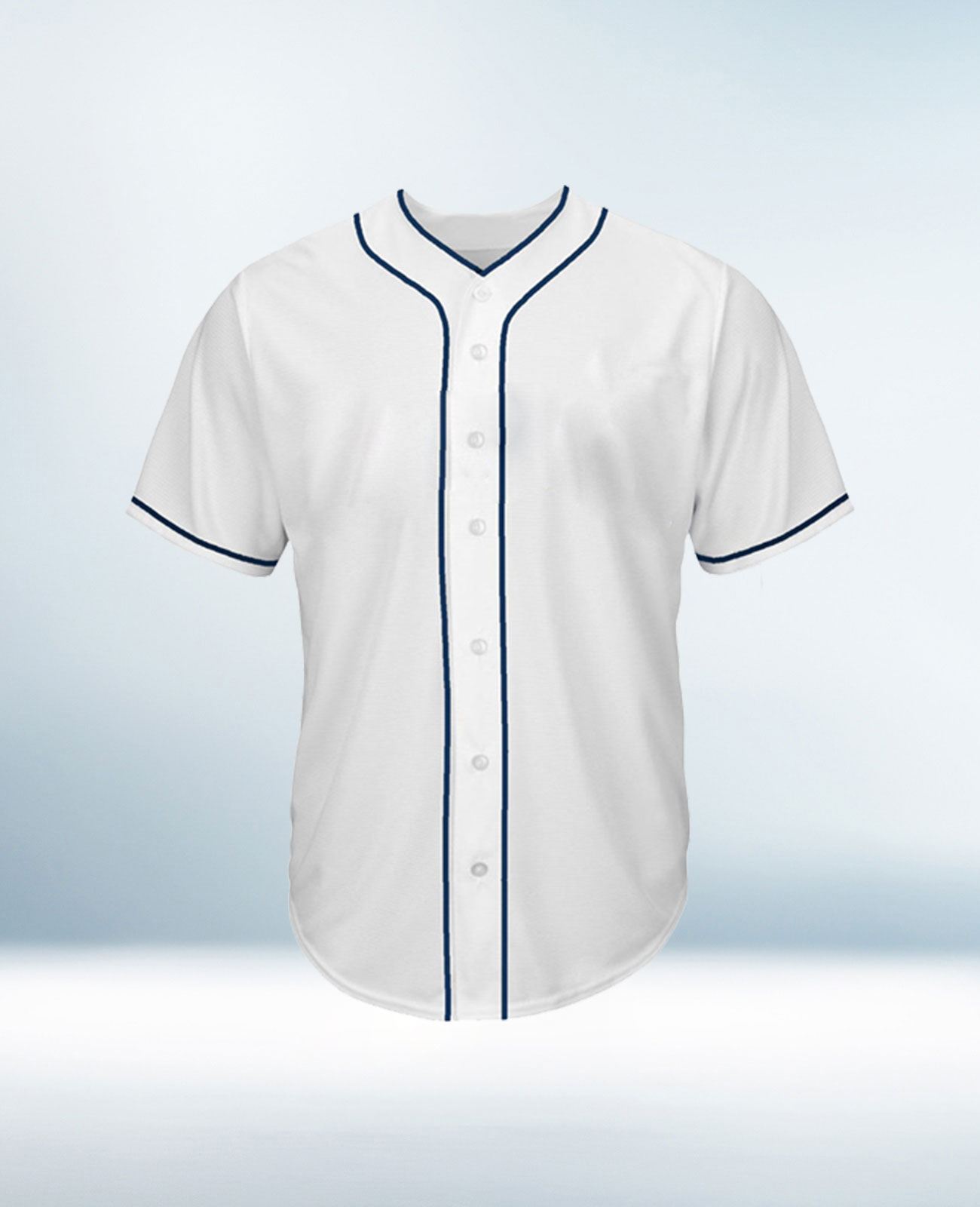 Custom White with Blue Lining Baseball Jersey