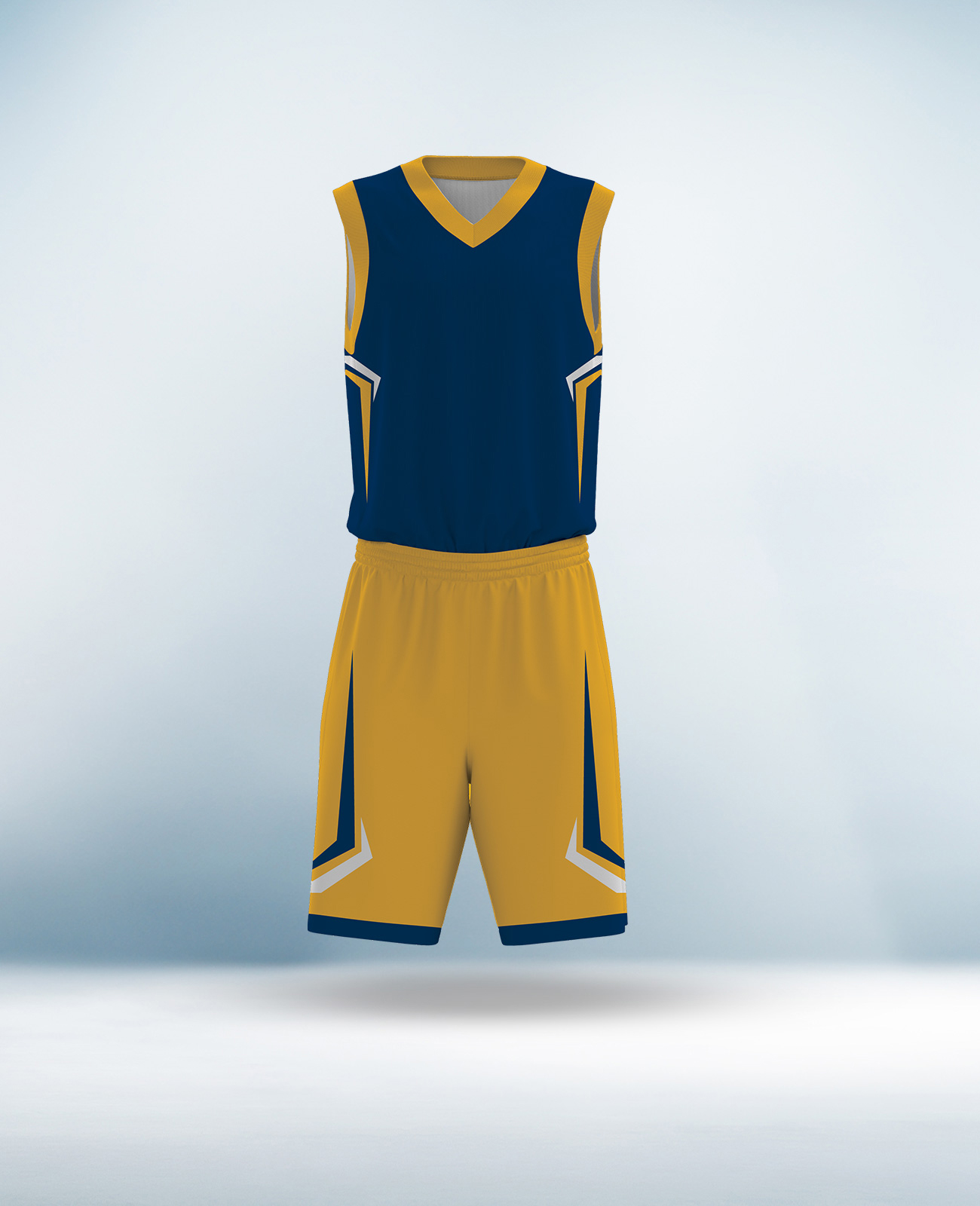 Custom Navy Blue and Yellow Basketball Uniform