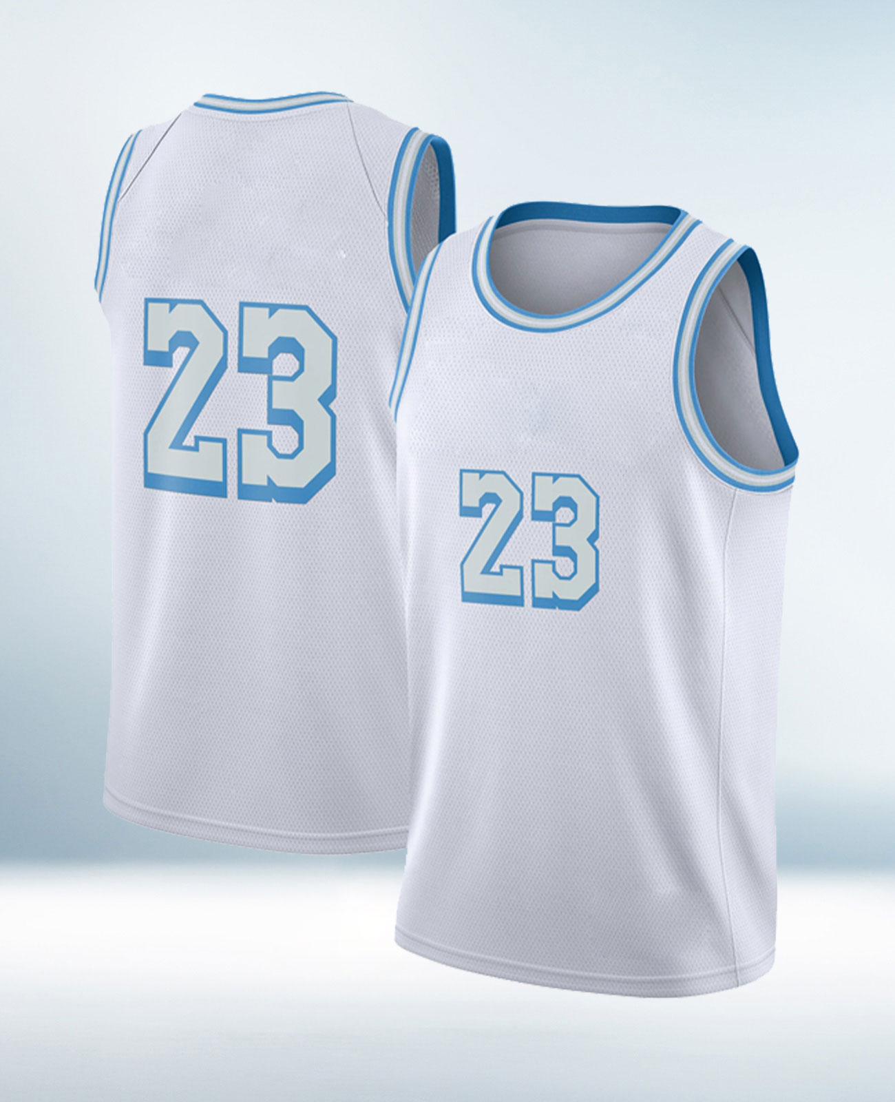 Custom Sky Blue and White Basketball Jersey
