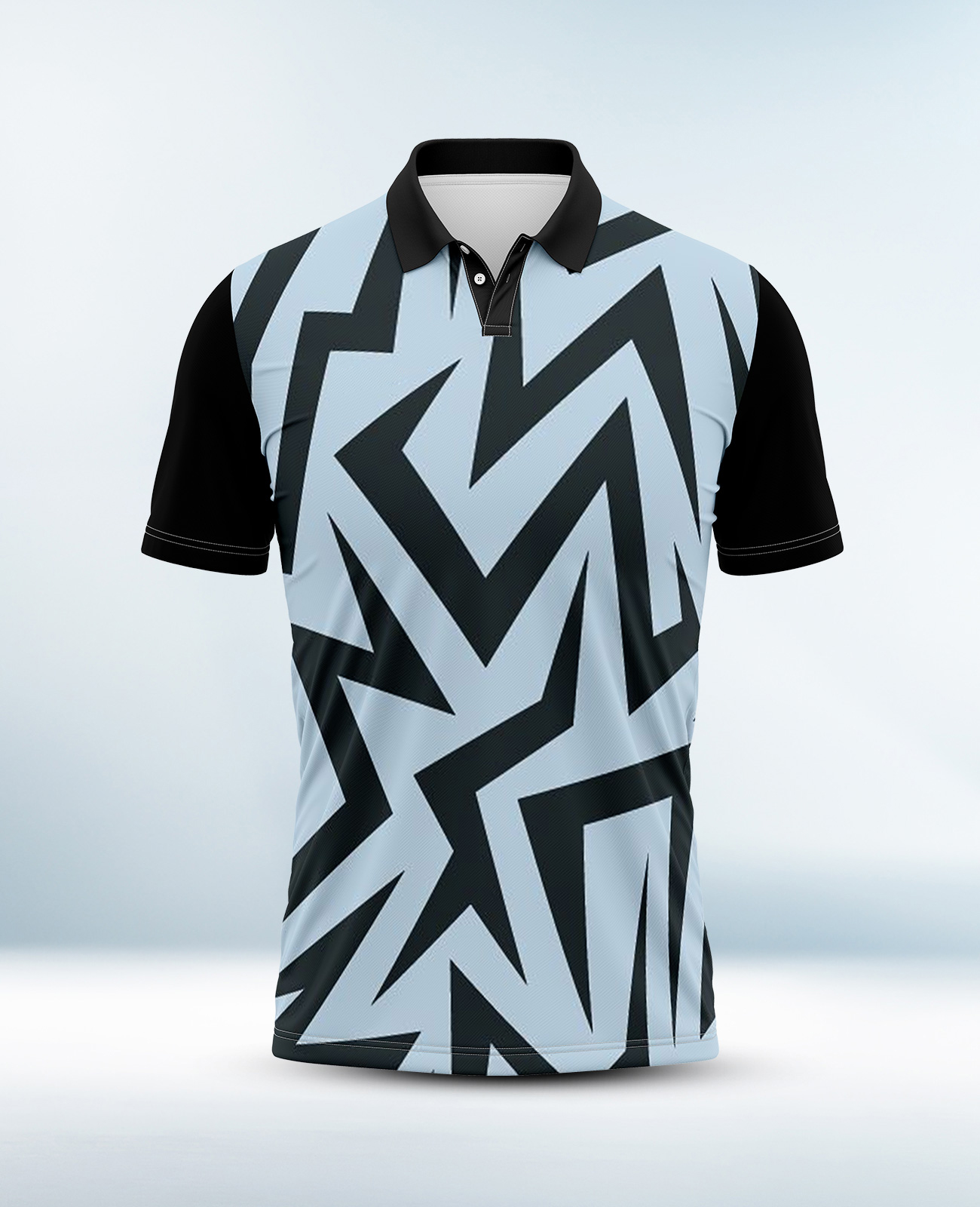 Custom Light Sky Blue and Black Polo Shirt
