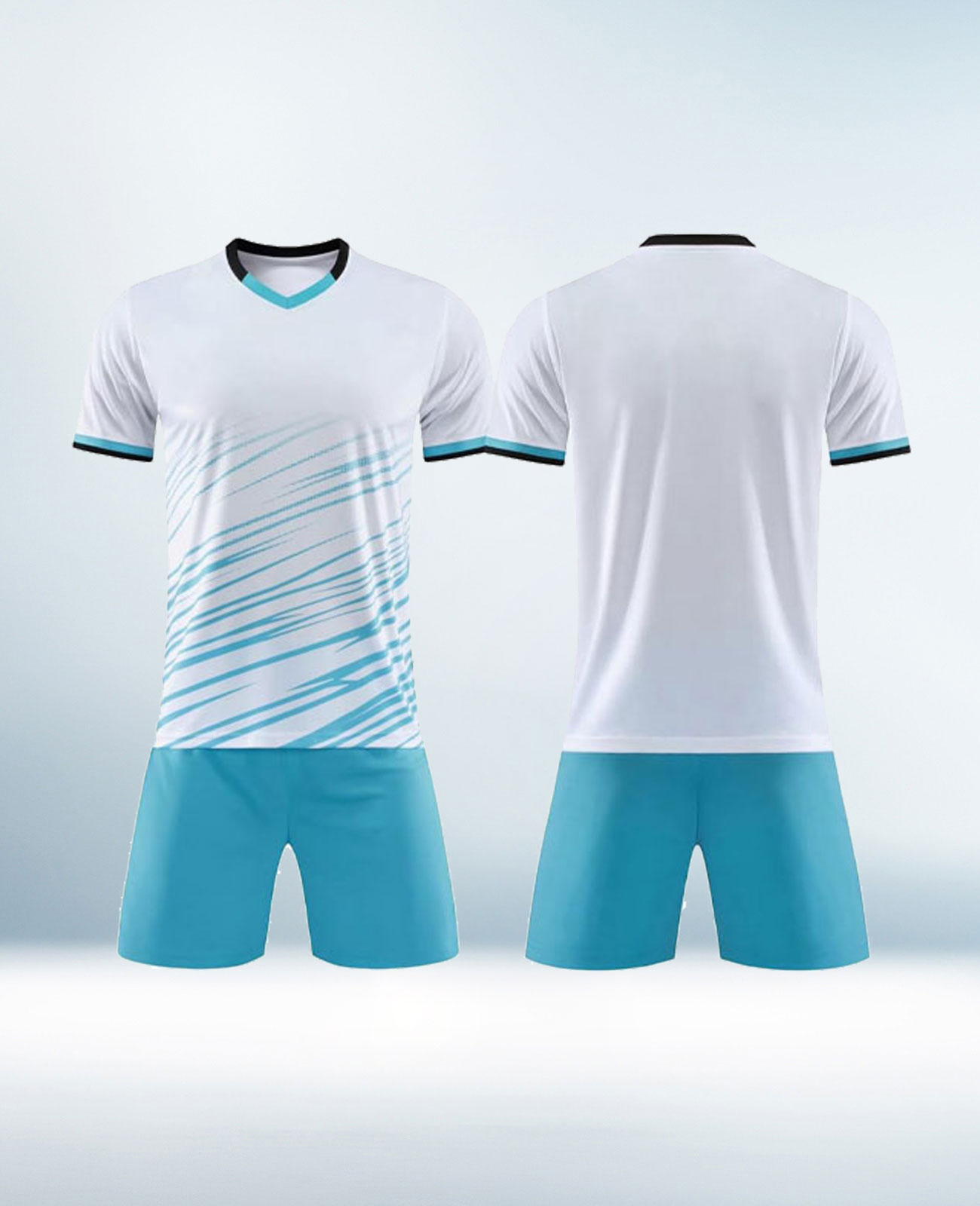 Custom Sky Blue and White Football Uniform