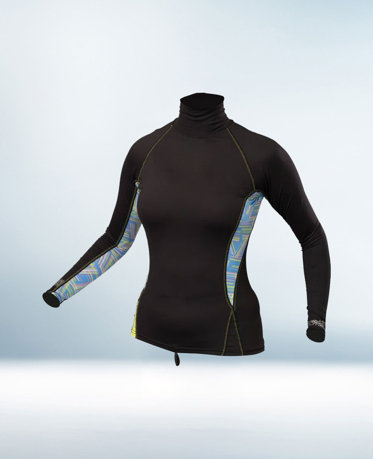 Custom Black and Sky Blue Rash Guard